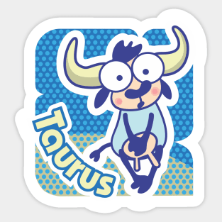 Taurus Colorful Zodiac Sign Cartoon April May Birthday Sticker